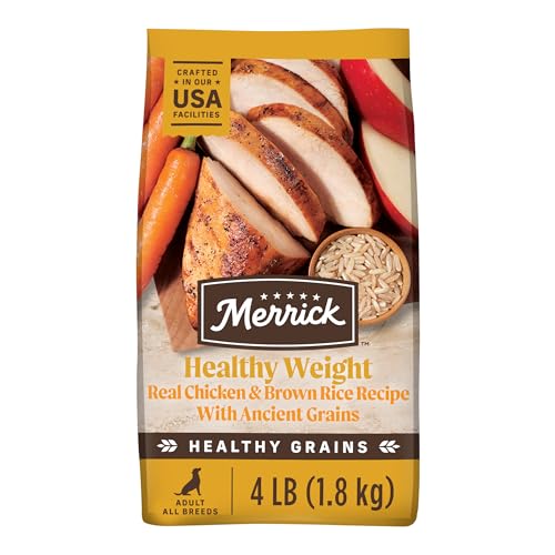 Merrick Healthy Grains Premium Adult Dry Dog Food, Wholesome and Natural Kibble, Healthy Weight Recipe - 4.0 lb. Bag
