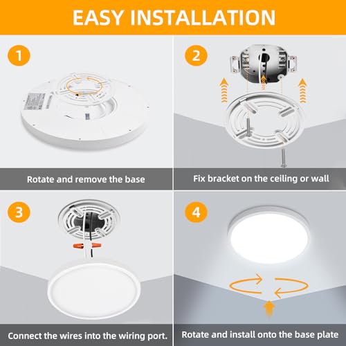 Hlite 2pack 9 Inch Flush Ceiling Light Fixture,18W 1800LM Super Slim LED Ceiling Light 3000K/4000K/5000K CCT Selectable,Flush Mount Ceiling Light for Kitchen,Bedroom,Bathroom and Closet Room (Black)