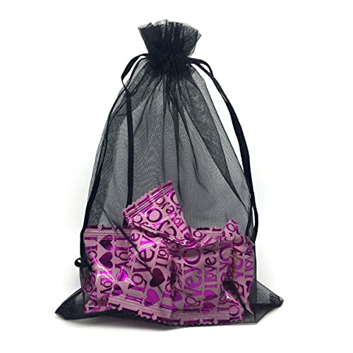ANSLEY SHOP 50PCS 12x16 Inches Organza Gift Bags with Drawstring Gift Packaging Big Bags (Navy Blue)