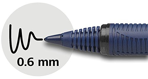 Schneider One Business Rollerball Pen, 0.6 mm Ultra-Smooth Tip, Blue Barrel, Black Ink, Box of 10 Pens (183001)