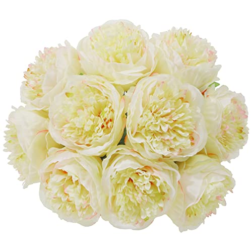 U'Artlines 10 Heads Artificial Peony Silk Flower Leaf Home Office Wedding Party Festival Bar Decor (Black)