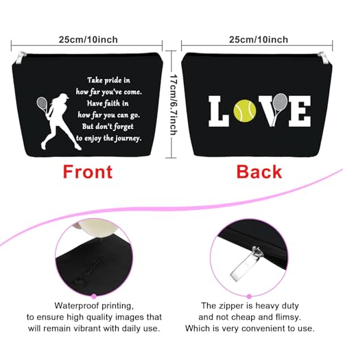 Tennis Gifts Makeup Bag Inspirational Gift for Tennis Player Birthday Gift for Women Cosmetic Bag Tennis Lover Gift Graduation Gift for Tennis Girl Travel Cosmetic Pouch Christmas Gift(Black)