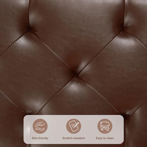 Weture 35 Inch Extra Large Storage Ottoman Coffee Table with Lift Top, Oversized Square Ottoman with Storage, Tufted Upholstered Ottoman Coffee Tables for Living Room (Fabric, Beige)