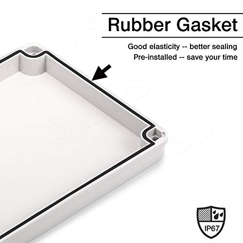 QILIPSU Outdoor Junction Box, IP67 Waterproof ABS Plastic Electrical Box, Clear Cover 175x125x100mm Project Box Weatherproof Enclosure (6.9"x4.9"x3.9" CC)