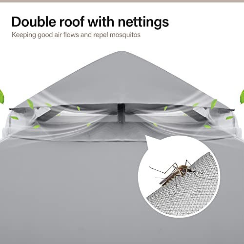 LAUSAINT HOME Outdoor Patio Gazebo 10'x10' with Expansion Bolts, Heavy Duty Gazebos Shelter Party Tent with Double Roofs, Mosquito Nettings and Privacy Screens for Backyard, Garden, Lawn, Navy Blue