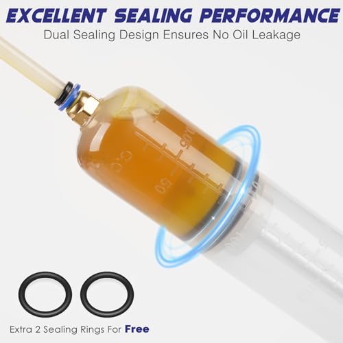 ExtreSpo 200CC Fluid Extractor, Fluid Syringe Pump, Oil Extractor for Cars/Ships/Engines/Lawn Mowers Fluid Extraction and Filling, with 2 Transparent Hose