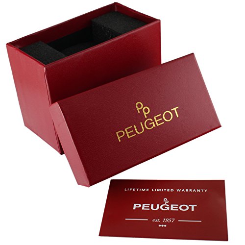 Peugeot Women's Big Face Square Boyfriend Watch with Black Leather Band 706bk