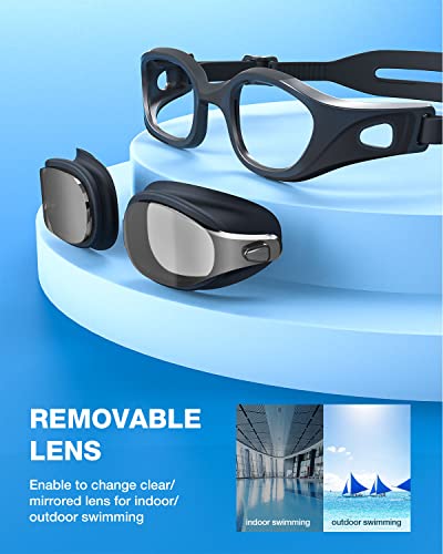 ZIONOR Swim Goggles, Replaceable Lens Anti-fog No Leak Swimming Goggles with Superb Comfort UV Protection for Men Women Adult