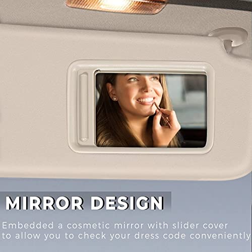 SCITOO Left & Right sides Sun Visor fit for 2006-2013 for TOYOTA for RAV4 Beige Sun Visor Assembly Windshield Sun Visor Mirror with Sunroof