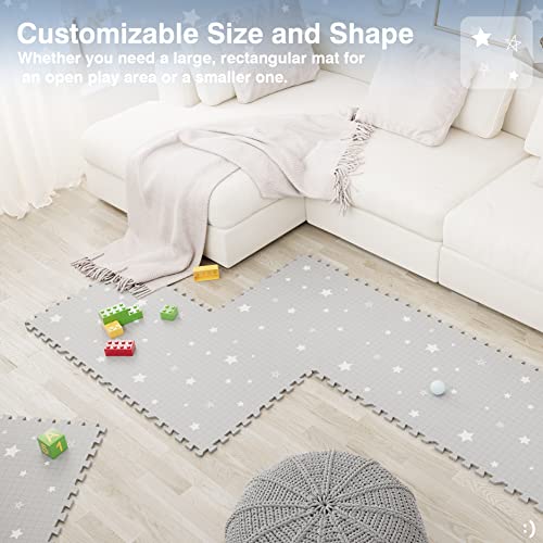 Biliboo Soft Foam Mats for Floor - Perfect Baby & Kids Play Mat - Crawling and Exercise - Non-Toxic, Waterproof, and Easy to Clean - Stars