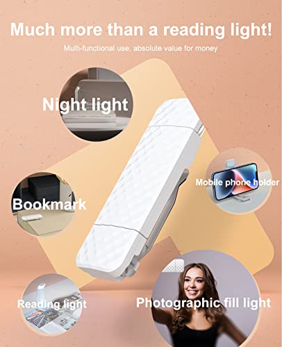 OPAUL USB Rechargeable Book Light, Clip-on LED Bookmark Reading Light in Bed, 3 Amber Colors & 5 Brightness, Long Lasting, Perfect Gifts Stocking Stuffers for Book Lovers, Adults, Kids