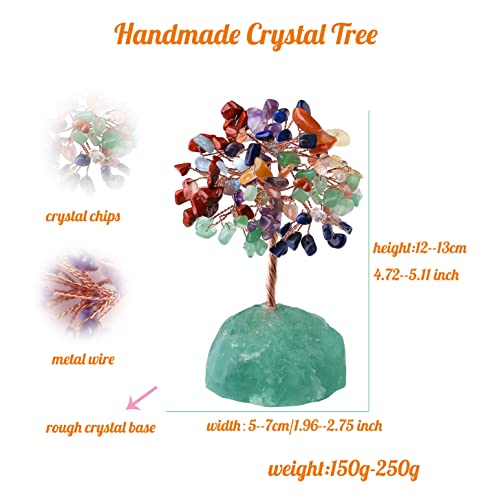 7 Chakra Healing Crystal Tree Natural Gemstone Crystals Stone Base Copper Wire Tree Life Money Trees for Home Office Desk Room Bookshelf Decor Reiki Spiritual Energy for Womem Men