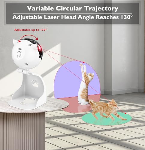 Goopow Interactive Laser Pointer Cat Toys for Indoor Cats,Cat Laser Toy Automatic for Bored Indoor Adult Cats/Kittens/Dogs,USB Rechargeable,3 Speed modes(Gray)