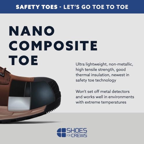 Shoes for Crews Toby II, Men's Nano Composite Toe (NCT) Work Shoes, Slip Resistant, Water Resistant, Black, Size 10