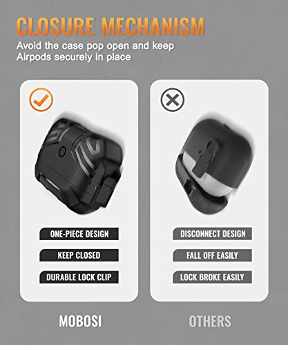 MOBOSI for AirPods Pro 2nd/1st Generation Case Cover with Lock, Military Grade Case for Men Women, Full-Body Shockproof Protective Case with Keychain (2023/2022/2019),Black