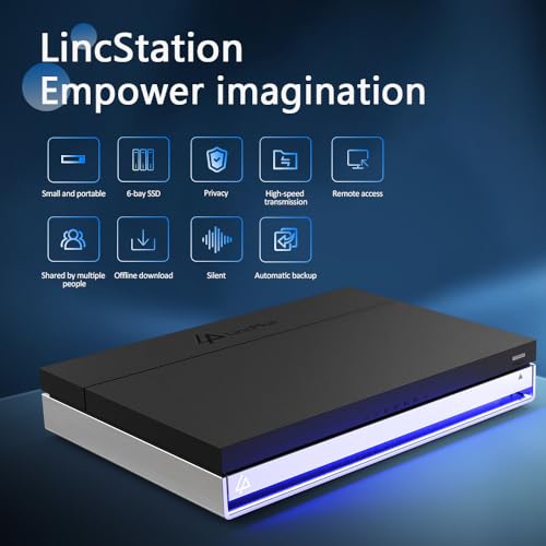 LincStation N1 6 Bay NAS Storage Support 6x8TB SSD Network Attached Storage with Unraid System License Home Server Cloud Storage Device Quiet/Portable (Diskless)