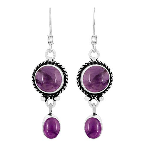 Natural Amethyst Earrings 925 Silver Overlay handmade Dangle Earrings for Women Mom Wife