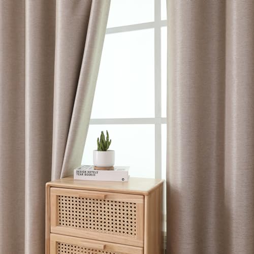 Airwill Blackout Curtains, Set of 2 Window Curtain Panels, Grommet Curtains for Living Room Bedroom Window - Thermal Insulated and Room Darkening (W52 x L45 Inch, 2 Panels, Camel)