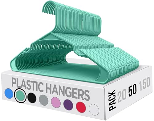 Utopia Home Clothes Hangers 30 Pack - Plastic Hangers Space Saving - Durable Coat Hanger with Shoulder Grooves (Aqua)