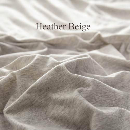 PURE ERA Jersey Knit Duvet Cover Set 100% T-Shirt Cotton Super Soft Comfy 2pc Bedding Set with Zipper Closure (Solid Creamy White, Twin)