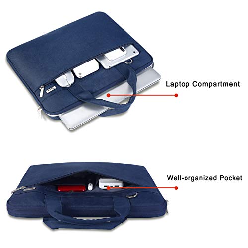 Voova Laptop Bag 13-14 Inch, 360° Protective Laptop Case Sleeve with Shoulder Strap Compatible with Macbook Air 13, MacBook Pro 13/14, Waterproof Computer Bag Slim Briefcase for Men Women, Blue