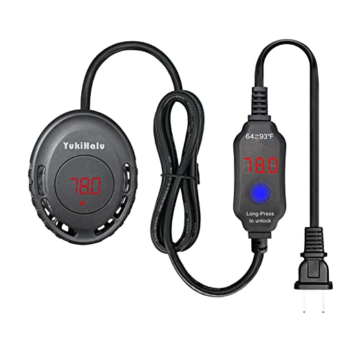 YukiHalu Compact Submersible Aquarium Heater, Mini Fish Tank Heater 50W/100W, External Temperature Controller, Used for 1-20 Gallon (50W(2-8 gallons))