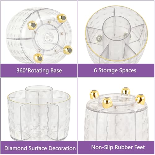 gianotter 360 Degree Rotating Desk Organizer, Pen Holder for Desk, Acrylic Pen Organizer with 6 Slots, Can be Used for Classroom Organization, Art Supply Storage (Clear)