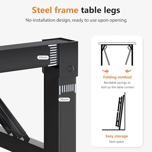 DlandHome Folding Desk Small Desk 31.5 inches Small Computer Desk for Home Office Folding Table Writing Table for Small Spaces No Assembly Required Black & Black Frame