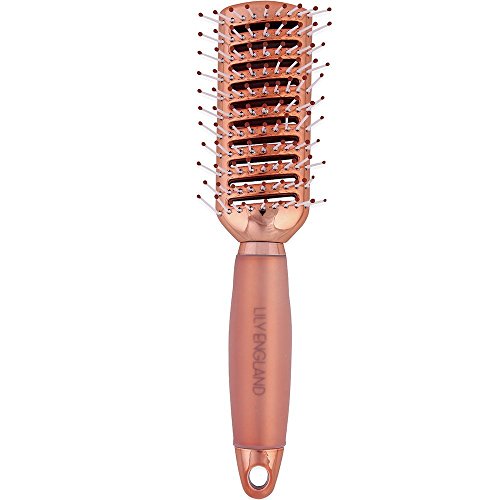 Vent Hair Brush for Blow Drying, Detangling Hairbrush for Women - Vented Brush with Gel Handle - Rose Gold by Lily England