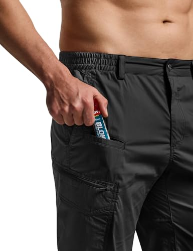 CQR Men's Quick Dry Tactical Pants, Water Resistant Outdoor Pants, Lightweight Stretch Cargo Work Hiking Pants, Runyon Cargo Pants Charcoal, 32W x 32L