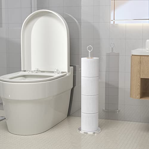 Toilet Paper Holder Stand(with Reserve Function), Free-Standing Stainless Steel Stand for Bathroom & Toilet Spare Rolls Storage