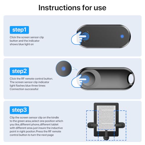 Sycelu RF Remote Control Page Turner for Kindle Paperwhite Accessories Ipad Reading Kobo Surface Comics/Novels Tablets Android Taking Photos Camera Video Recording Remote Triggers