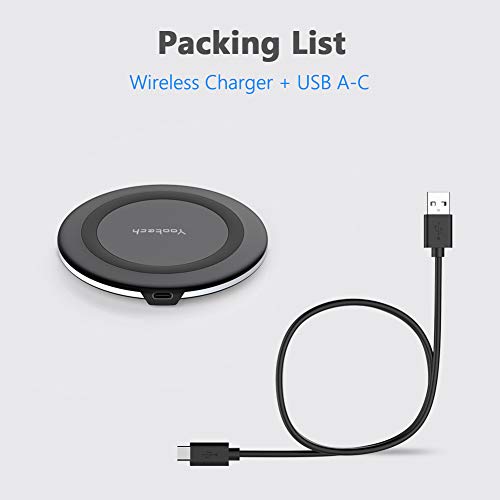 Yootech Wireless Charger,10W Max Fast Wireless Charging Pad Compatible with iPhone 16e/16/16 Plus/16 Pro Max/15/14/13/SE 2022/12/11/X/8,Samsung Galaxy S22/S21/S20,for AirPods Pro 2(No AC Adapter)