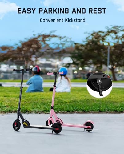 FanttikRide C9 Electric Scooter for Kids 3.9 ft - 5.2 ft, 6/10MPH, 5 Miles Range, LED Display, Adjustable Height, Foldable, Rubber Wheels, Lightweight, Scooter for Kids up to 132 lbs (Black)