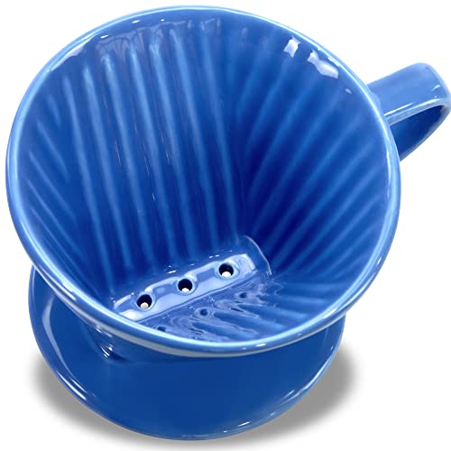 LHUKSGF Pour Over Ceramic - Coffee Dripper Ceramic Coffee Maker with 3 Holes Flat Bottom, Porcelain Slow Filter Cone for Travel, Camping, Office, Home, Coffee Maker Brewโฆ