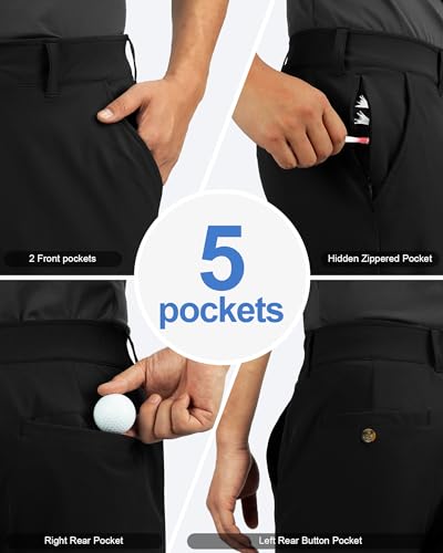 Outdoor Ventures Men's Golf Shorts 11" Inseam Classic-Fit Flat Front Stretch Casual Shorts with Pockets Summer Hiking Travel Black