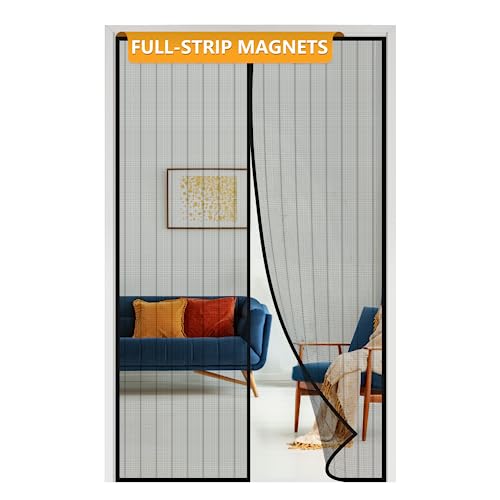 Yotache Magnetic Screen Door Fits Door Size 30 x 80, Screen Size 32" x 81", New Series Full Strip Magnets Reinforced Mesh Door Screen Magnetic Closure for Front Patio Back Door
