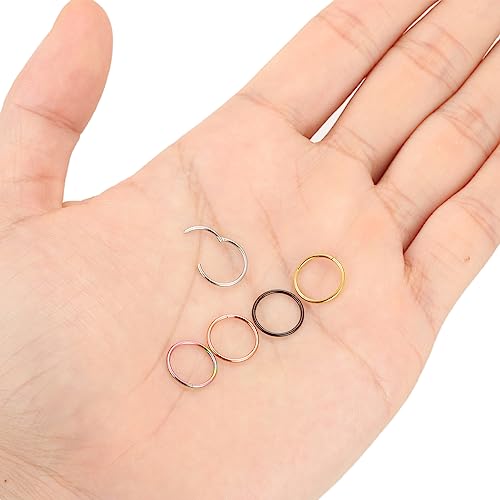GW 5 Pcs Hoop Nose Rings Hoop Set 316L Surgical Steel, Septum Clicker Nose Hoop Rings, Cartilage Hoop Earrings, Lip Rings, Body Piercing Jewelry (20g 6mm)