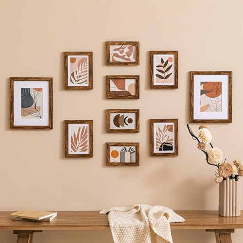 eletecpro 10 Pack Picture Frames, Including 4Pcs 4x6, 4Pcs 5x7, 2Pcs 8x10 Picture Frames Collage Wall Decor or Tabletop Display, Multiple Sizes Gallery Wall Frame Set, Black