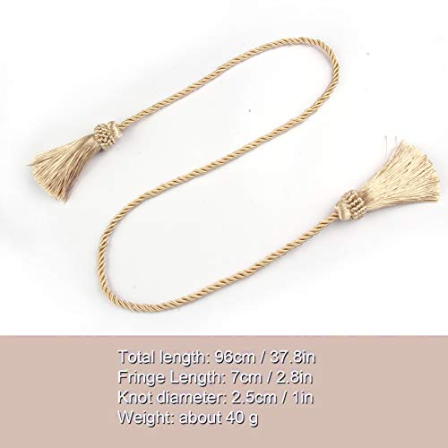 Fenghuangwu Curtain Tiebacks Handmade Decorative Curtain Holdbacks Rope with Tassel (White, 4P)