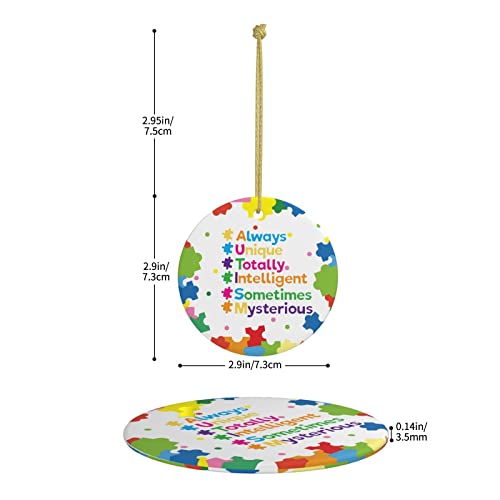 Autism Awareness Christmas Ornaments Autism Puzzle Ornaments 3" Xmas Tree Ornaments Decorations Gifts for Women Men Friends