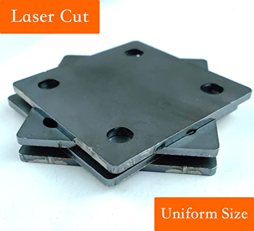Jikacok 3-inch Steel Plate with Holes. 4 PCS 3"x3"Steel Plate Made from Premium 9 Gauge A36 Hot Rolled Mild Steel. Laser Cut Metal Plate with Smooth Edges. Weldable & Paintable Steel Plates.