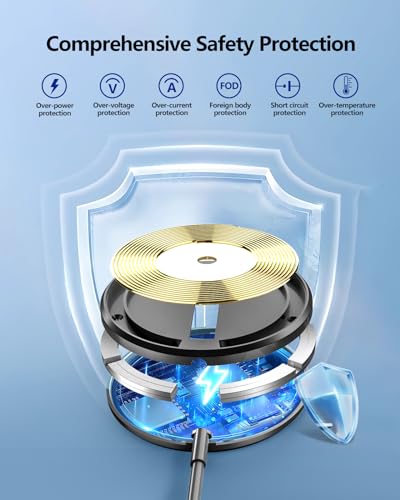 2 Pack Magnetic Wireless Charger 15W Fast Apple Mag-Safe Charger for iPhone 16/15/14/13/12 Series Magnet Wireless Charging Pad for AirPods 3/2/Pro Mag Safe Charger with 5ft Dual Charging Port Cable, Black