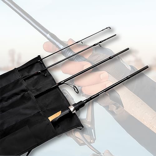 Fiblink 4 Pieces Travel Spinning Rod Medium Carbon Spinning Fishing Rod Portable Fishing Rod (6'6" Medium.)