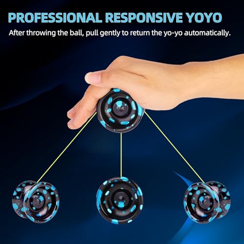 Responsive Yoyo for Kids,Aluminum Alloy Metal Yoyo Ball for Beginners and Professional Players+Yoyo Bag+ 5 Yoyo Strings