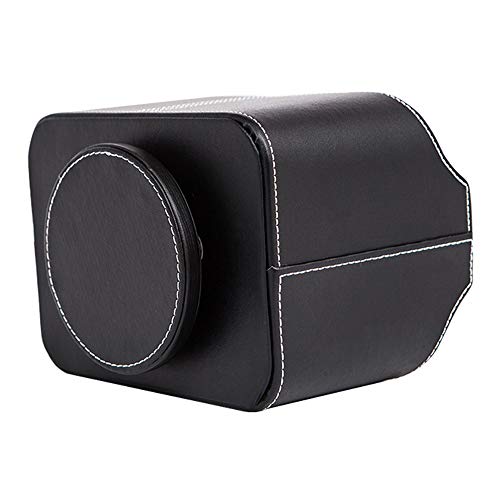 PU Leather Remote Control Holder Rotate 360 degrees Desk Organizer Storage Box for Remote Caddy,TV Guide, Mobile Phone, Pen,Stationery and Media Storage,Bedside Table Organizer(Black)