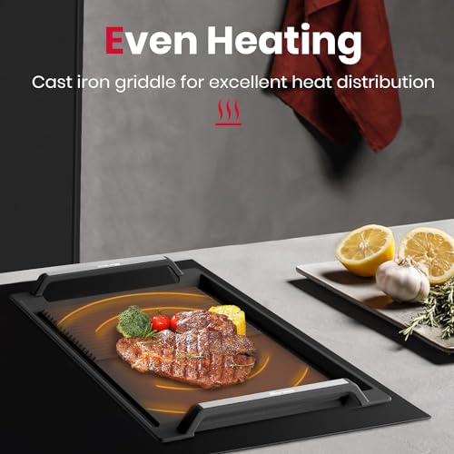 GASLAND Chef 30 Inch Induction Cooktop 5 Burners with Griddle, Rectangular 2-in-1 Cast Iron Grill Pan, Non-Stick & Non-Rust Coating,Built-in Electric Cooktop with Sensor Touch Control, Safety Lock