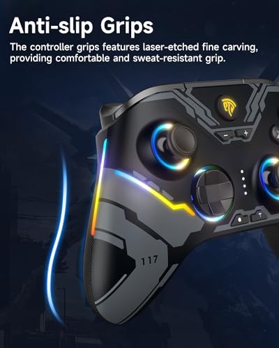 EasySMX X15 PC Controller - Enhanced Wireless Bluetooth Controller with Hall Joysticks/Hall Triggers/RGB Lighting - No Stick Drift, No Dead Zone - Work for Windows PC, Android, Steam and Switch