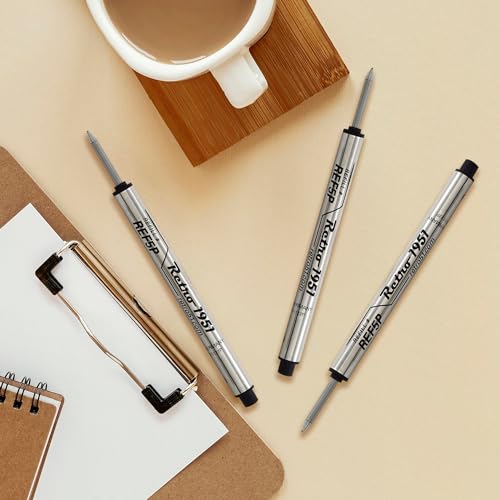 Retro 51 Tornado Rollerball Refill Black 3-Pack - Premium German Ink, Smooth Writing, Compatible with Tornado Pens