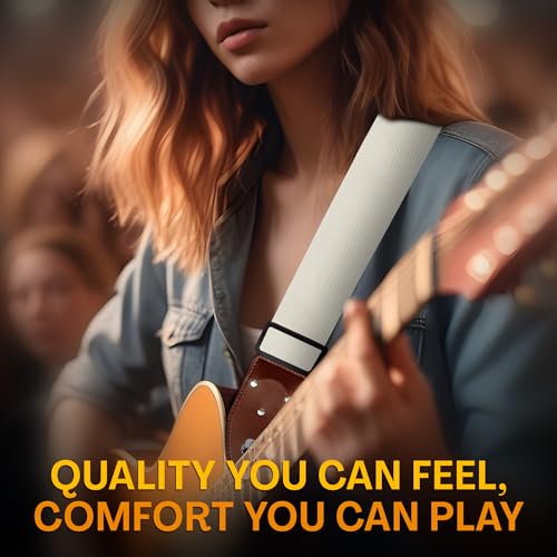 Guitar Strap Premium Padded For Electric, Acoustic, and Bass. Adjustable Unique Design Guitar Straps Includes 2 Strap Locks To Keep Your Guitar Safe - Discover Durability Comfort and Style